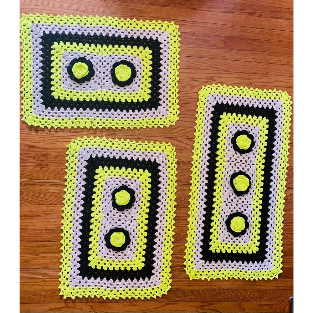 New Set of 3 Handmade Rug/Mat Crochet